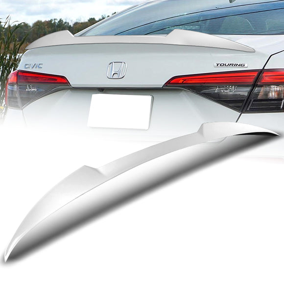 W-Power ABS V-Style Rear Trunk Lip Spoiler Wing For 2022-2024 Honda Civic Sedan -Pearl White