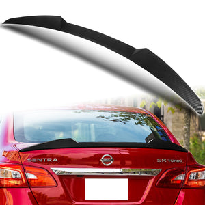 W-Power ABS V-Style Rear Trunk Lip Duckbill Spoiler Wing For 2013-2019 Nissan Sentra -Carbon Fiber Look