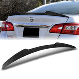 W-Power ABS V-Style Rear Trunk Lip Duckbill Spoiler Wing For 2013-2019 Nissan Sentra -Carbon Fiber Look