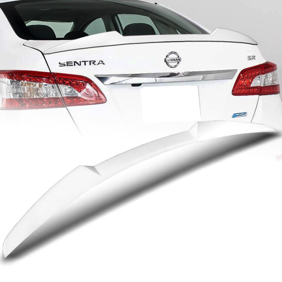 W-Power ABS V-Style Rear Trunk Lip Duckbill Spoiler Wing For 2013-2019 Nissan Sentra -Pearl White