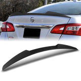 W-Power ABS V-Style Rear Trunk Lip Duckbill Spoiler Wing For 2013-2019 Nissan Sentra -Unpainted Matte Black