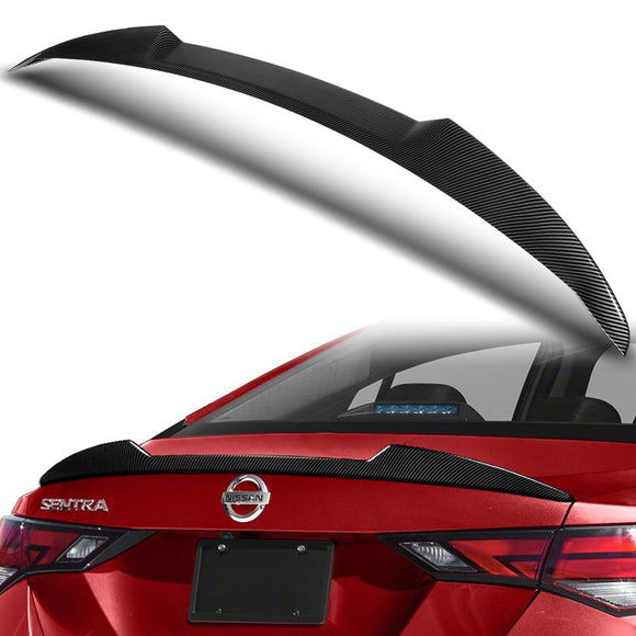 W-Power ABS V-Style Rear Trunk Lip Duckbill Spoiler Wing For 2020-2024 Nissan Sentra -Carbon Fiber Look