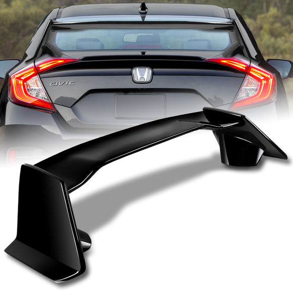 Type-R Style Rear Trunk Lip Spoiler Wing For 2016-2021 Honda Civic Sedan 4-DR -ABS Painted Black