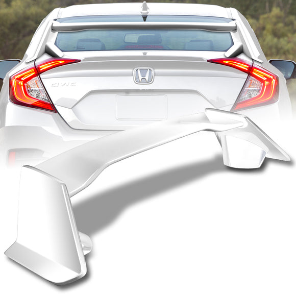 Type-R Style Rear Trunk Lip Spoiler Wing For 2016-2021 Honda Civic Sedan 4-DR -ABS Painted White