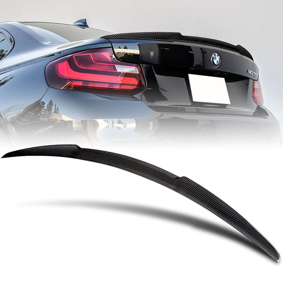 V-Style Rear Trunk Lip Duckbill Spoiler Wing For 2014-2021 BMW 2-Series F87 F22 2-DR / Coupe -Real Carbon Fiber