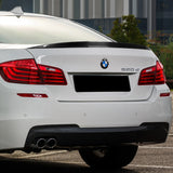 M5-Style Rear Trunk Lip Duckbill Spoiler Wing For 2011-2016 BMW F10 5-Series 4-DR / Sedan + Roof Visor -Real Carbon Fiber