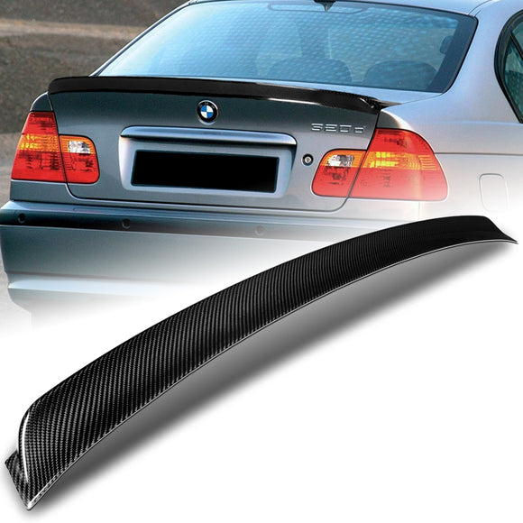 AC-Style Rear Trunk Lip Duckbill Spoiler Wing For 1999-2005 BMW E46 3-Series 4-DR / Sedan -Real Carbon Fiber