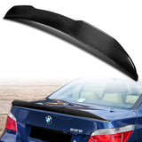 PSM-Style Rear Trunk Lip Duckbill Spoiler Wing For 2004-2010 BMW E60 5-Series 4-DR / Sedan -Real Carbon Fiber