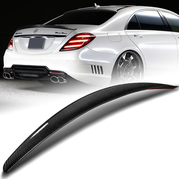 P-Style Rear Trunk Lip Duckbill Spoiler Wing For 2013-2020 Mercedes-Benz S450 S560 S600 S63 W222 -Real Carbon Fiber