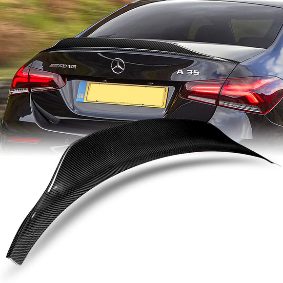 PSM-Style Rear Trunk Lip Spoiler Wing For 2019-2022 Mercedes-Benz A-Class W177 4-DR / Sedan -Real Carbon Fiber