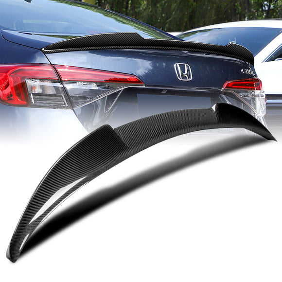 V-Style Rear Trunk Lip Spoiler Wing For 2022-2025 Honda Civic 11th Gen 4-DR / Sedan -Real Carbon Fiber