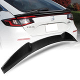 V-Style Rear Trunk Lip Spoiler Wing For 2022-2024 Honda Civic Hatchback -Real Carbon Fiber