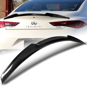 V-Style Rear Trunk Lip Duckbill Spoiler Wing For 2017-2022 Infiniti Q60 2-DR / Coupe -Real Carbon Fiber