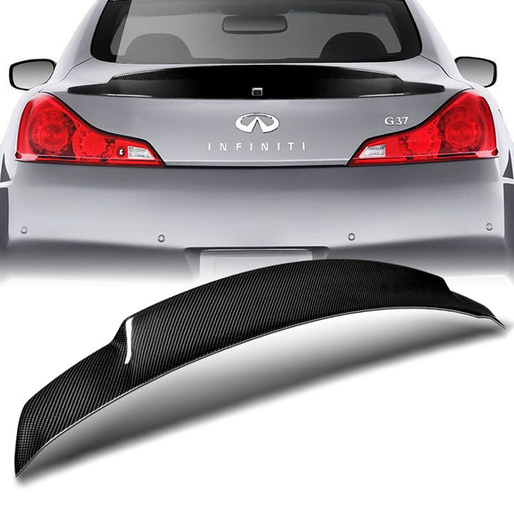 STP-Style Rear Trunk Lip Duckbill Spoiler Wing For 2008-2013 Infiniti G37 2-DR / Coupe -Real Carbon Fiber