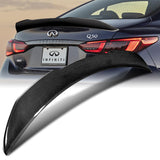 PSM-Style Rear Trunk Lip Duckbill Spoiler Wing For 2014-2022 Infiniti Q50 4-DR / Sedan -Real Carbon Fiber