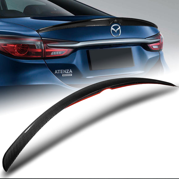 V-Style Rear Trunk Lip Duckbill Spoiler Wing For 2019-2021 Mazda 6 Axela 4-DR / Sedan -Real Carbon Fiber