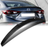 V-Style Rear Trunk Lip Duckbill Spoiler Wing For 2014-2018 Mazda 3 4-DR / Sedan -Real Carbon Fiber