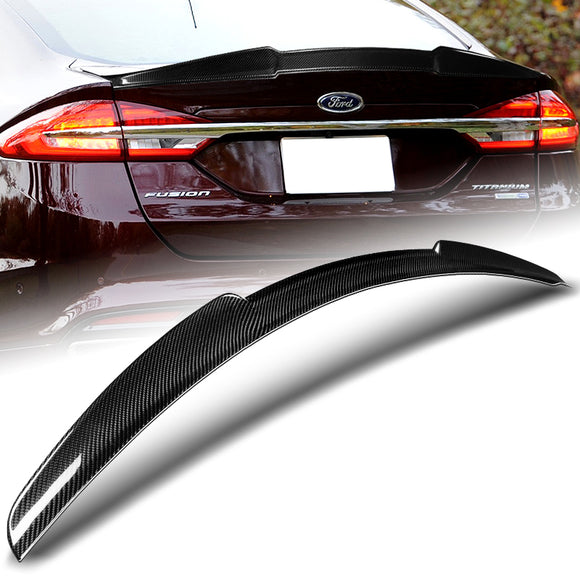 V-Style Rear Trunk Lip Duckbill Spoiler Wing For 2013-2020 Ford Fusion / Mondeo Sedan -Real Carbon Fiber