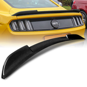 H-Style Rear Trunk Lip Spoiler Wing For 2015-2022 Ford Mustang Coupe 2-DR -Real Carbon Fiber