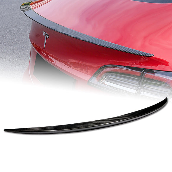 OE-Style Rear Trunk Lip Spoiler Wing For 2017-2023 Tesla Model 3 -Real Carbon Fiber