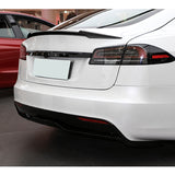 V-Style Rear Trunk Lip Spoiler Wing For 2012-2024 Tesla Model S -Matte Carbon Fiber