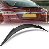 V-Style Rear Trunk Lip Spoiler Wing For 2012-2024 Tesla Model S -Matte Carbon Fiber