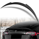 V-Style Rear Trunk Lip Spoiler Wing For 2020-2024 Tesla Model Y -Matte Carbon Fiber