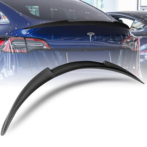 V-Style Rear Trunk Lip Spoiler Wing For 2020-2024 Tesla Model Y -Matte Carbon Fiber