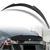 V-Style Rear Trunk Lip Spoiler Wing For 2020-2024 Tesla Model Y -Matte Carbon Fiber