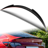 V-Style Rear Trunk Lip Spoiler Wing For 2020-2024 Tesla Model Y -Real Carbon Fiber