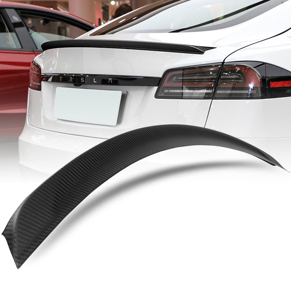 OE-Style Rear Trunk Lip Spoiler Wing For 2012-2024 Tesla Model S -Matte Carbon Fiber