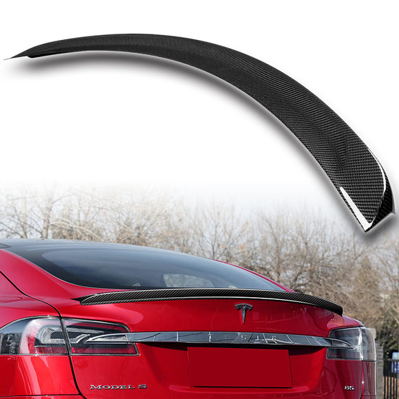 OE-Style Rear Trunk Lip Spoiler Wing For 2012-2024 Tesla Model S -Real Carbon Fiber