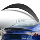 STP-Style Rear Trunk Lip Duckbill Spoiler Wing For 2017-2023 Tesla Model 3 -Matte Carbon Fiber