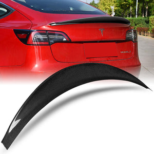 STP-Style Rear Trunk Lip Duckbill Spoiler Wing For 2017-2023 Tesla Model 3 -Real Carbon Fiber