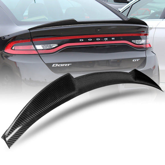 V-Style Rear Trunk Lip Duckbill Spoiler Wing For 2013-2016 Dodge Dart Sedan -Real Carbon Fiber