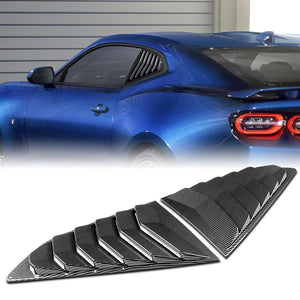 For 2016 - 2021 Chevrolet Camaro ABS Side Window Louvers Scoop Sun Shade Covers Vent -Carbon Fiber Look