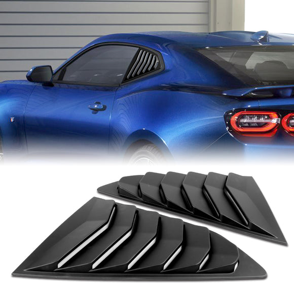 For 2016 - 2021 Chevrolet Camaro ABS Side Window Louvers Scoop Sun Shade Covers Vent -Black