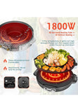 Hot Pot with Grill, 1800W 2 in 1 Electric Hot Pot Grill Cooker with Dual Temperature Control for 1-8 People, Multi-function Smokeless Shabu Korean BBQ Grill for Simmer, Boil, Fry, Roast