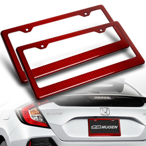 Real Red Carbon Fiber Type-1 Universal License 2 Holes Plate Frame Cover USA/CAN -2PCS