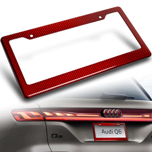 Real Red Carbon Fiber Type-2 Universal License 2 Holes Plate Frame Cover USA/CAN -1 PCS