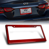 Real Red Carbon Fiber Type-2 Universal License 2 Holes Plate Frame Cover USA/CAN -1 PCS