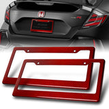 Real Red Carbon Fiber Type-2 Universal License 2 Holes Plate Frame Cover USA/CAN -2PCS