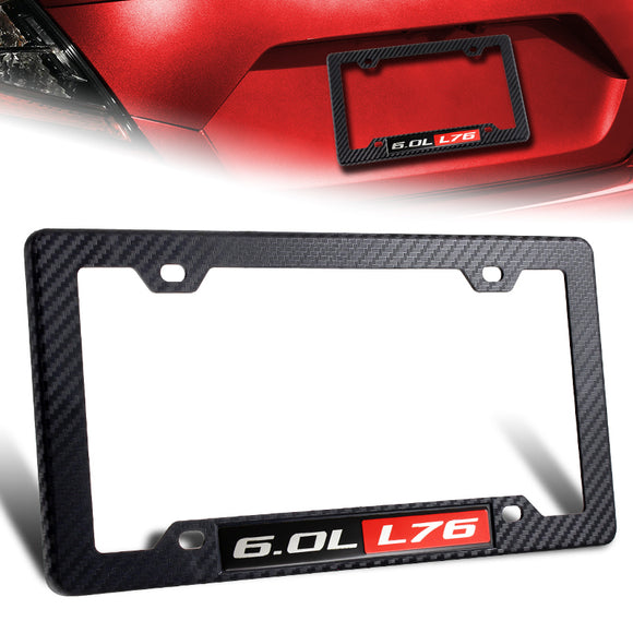 1pcs Carbon Look ABS License Plate Tag Frame Cover with Car Trunk Emblems For 6.0L_L76