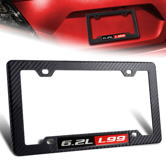 1pcs Carbon Look ABS License Plate Tag Frame Cover with Car Trunk Emblems For 6.2L_L99