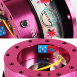 NRG Pink Aluminum Ball Lock 6-Bolt Steering Wheel Gen 2.0 Quick Release Adapter -SRK-200PK-SAKURA