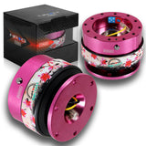 NRG Pink Aluminum Ball Lock 6-Bolt Steering Wheel Gen 2.0 Quick Release Adapter -SRK-200PK-SAKURA