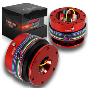 NRG Red Aluminum Ball Lock 6-Bolt Steering Wheel Gen 2.0 Quick Release Adapter -SRK-200RD-MEXICALI