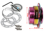 NRG Pink Body Neo Chrome Ring Aluminum 6-Bolt Steering Wheel Gen 2.5 Quick Release Adapter -SRK-250PK-MC