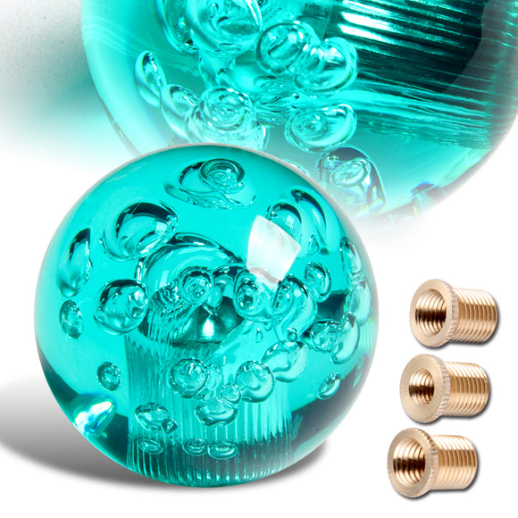 W-Power Manual Transmission Gear Stick Universal 60mm Shift Knob Grip -Teal Diamond Crystal Bubble