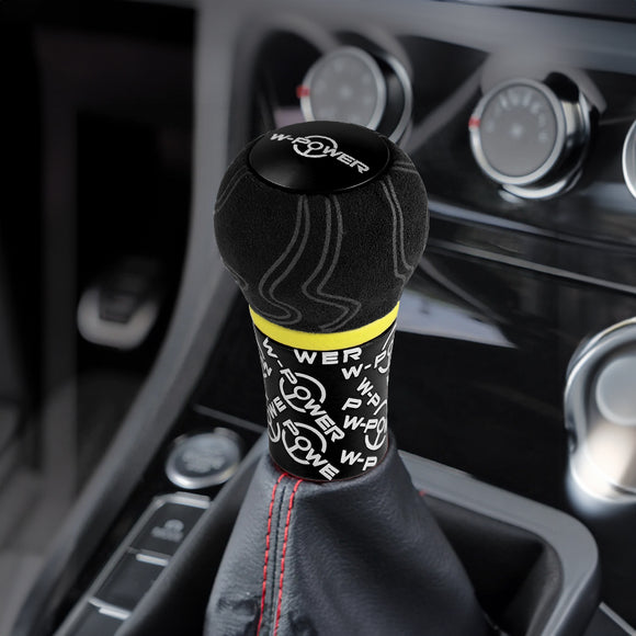 W-Power Ultra Manual Aluminum Gear Stick Universal 5 6 Speed Shift Knob Grip -Black Alcantara Wrapped